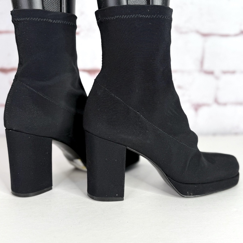 ENZO ANGIOLINI Size 6 Black Knit Sock Ankle Boots Chunky Heels feels like 6.5 - Picture 9 of 15